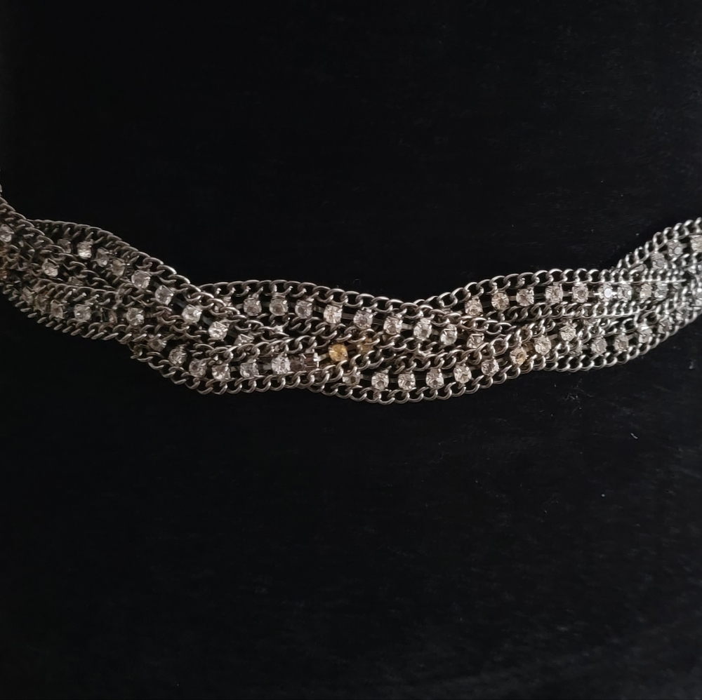 👚 Rimestone Belt  Vintage  Glam Fashion Black Size 27 inches long